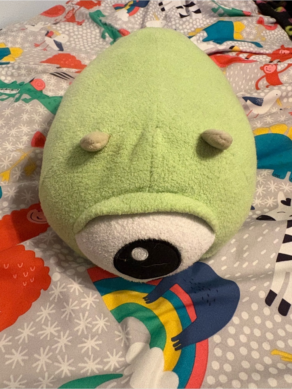 Green Plush One-Eyed Monster Stuffed Toy